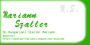 mariann szaller business card